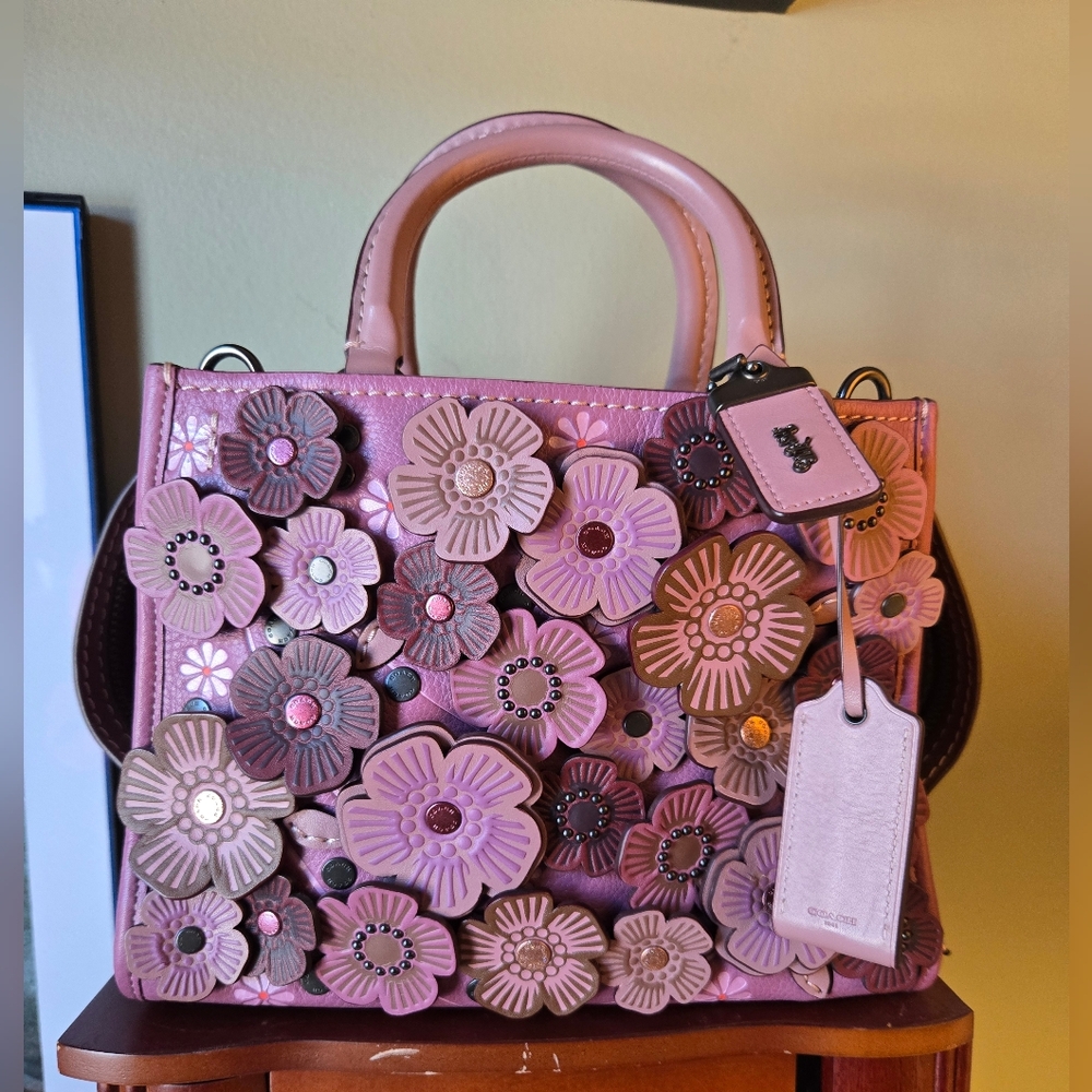 Coach Rogue 25 Tea Rose Applique Satchel - Dusty Pink New Without Tags